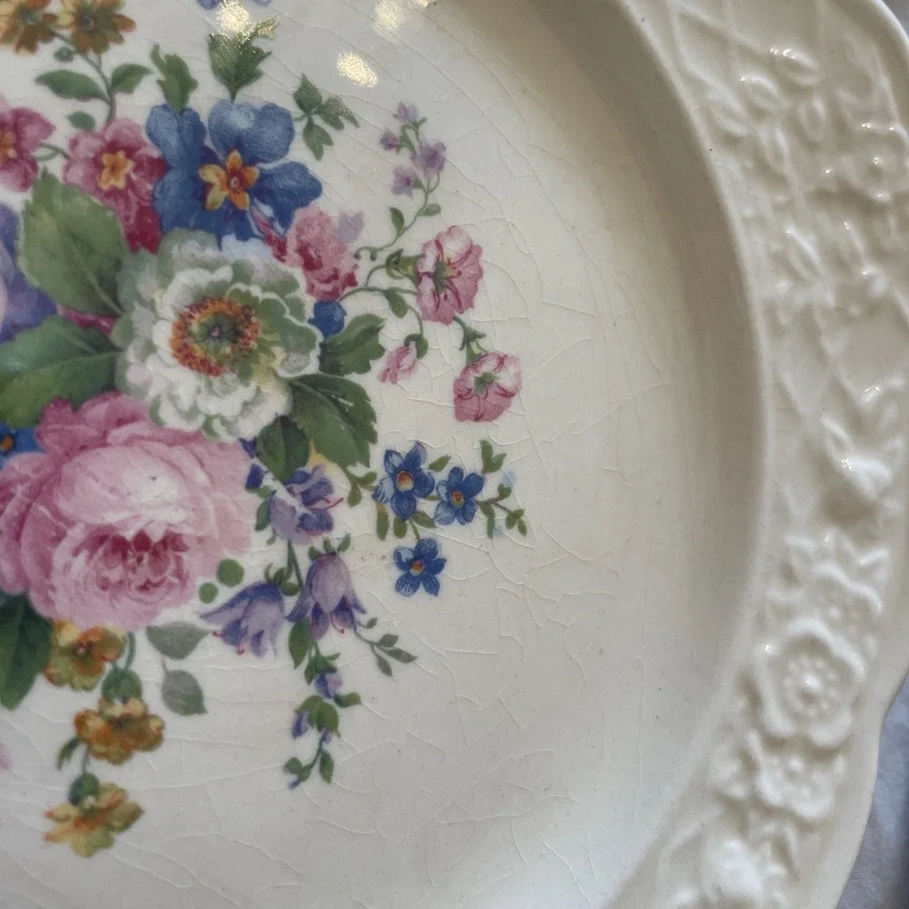 5 Briar Rose by‎ Salem SLM46 Embossed Rim Floral Motif Ivory 6